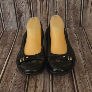 Sz 42/ 12 AGL Attilio Giusti Leombruni Cap Toe Ballet Flats Black Leather Shoes